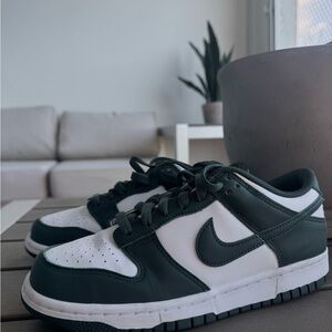 Nike Forest Green and White Low-Top Sneakers